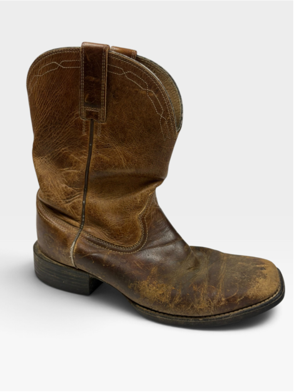 Ariat Heritage Roper Distressed Leather Western Cowboy Boots Brown Men’s 10.5